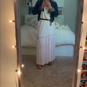 White and gold flowy maxi dress